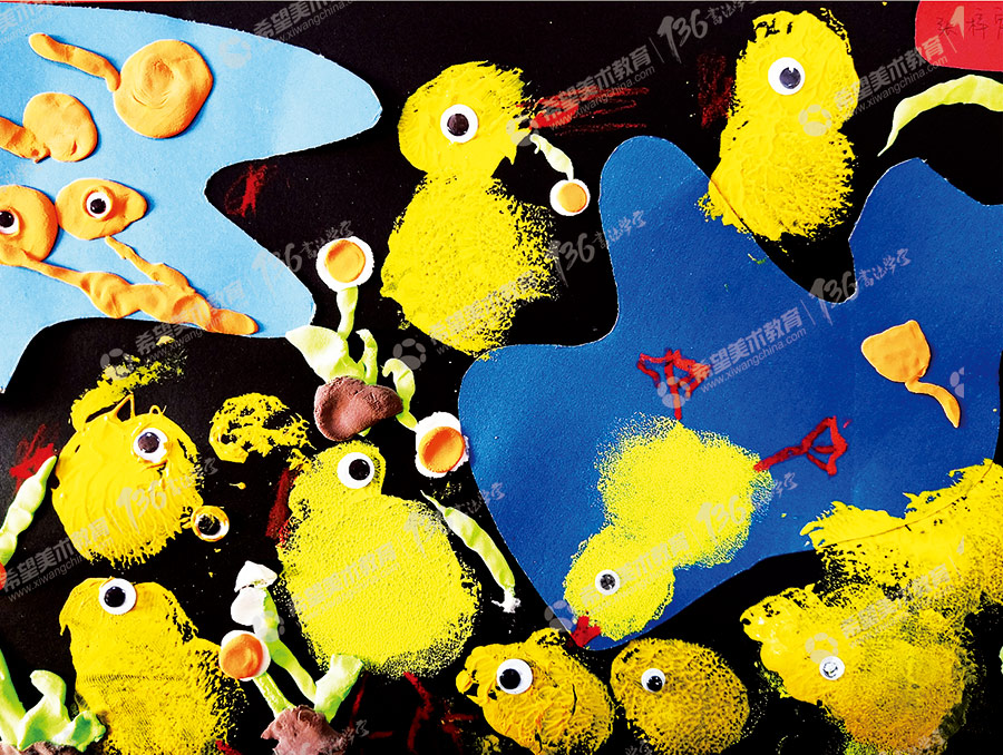 姓名：张梓宸--少儿美术作品：黄毛小鸭