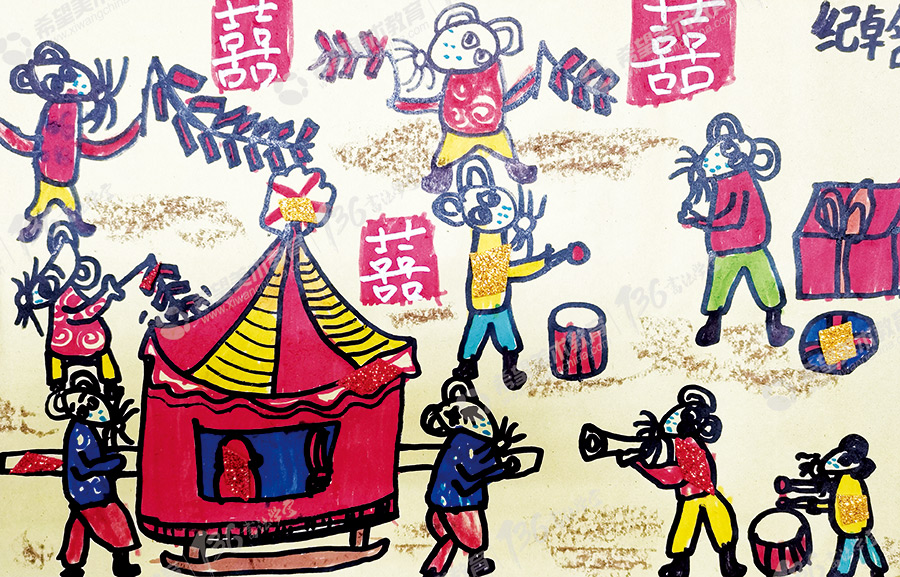 姓名：纪卓含--作品：老鼠娶亲