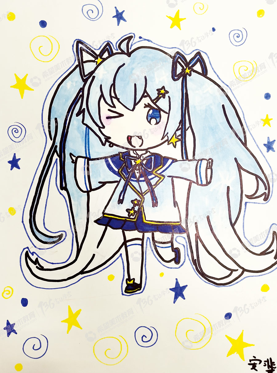 姓名：安斐扬--作品：Q版动漫