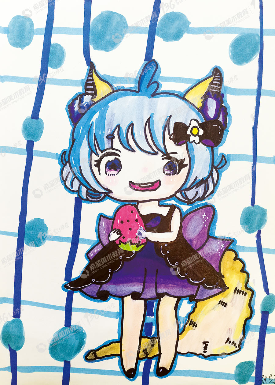 姓名：张艺涵--作品：Q版动漫