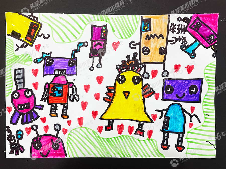 姓名：张琳悦---儿童创意美术作品：机器人