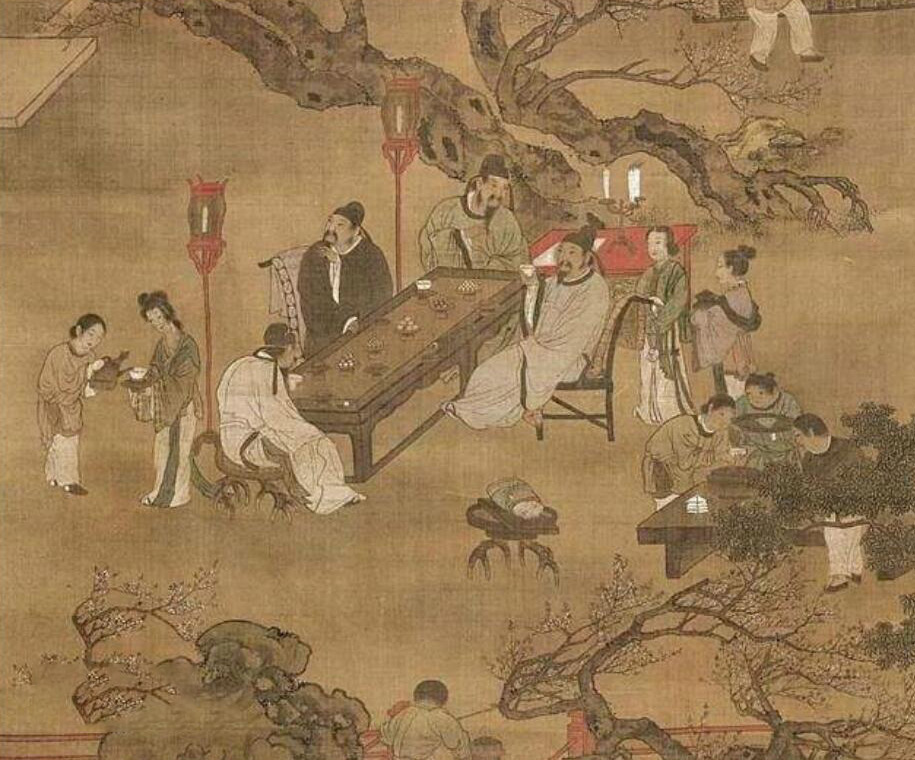 《春夜宴桃李园图》局部