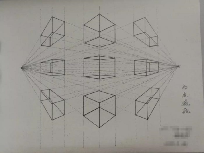 素描透视作品：2点透视