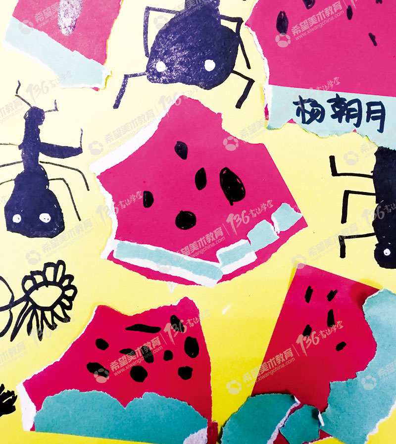 姓名：杨朝月--作品：蚂蚁吃西瓜.jpg