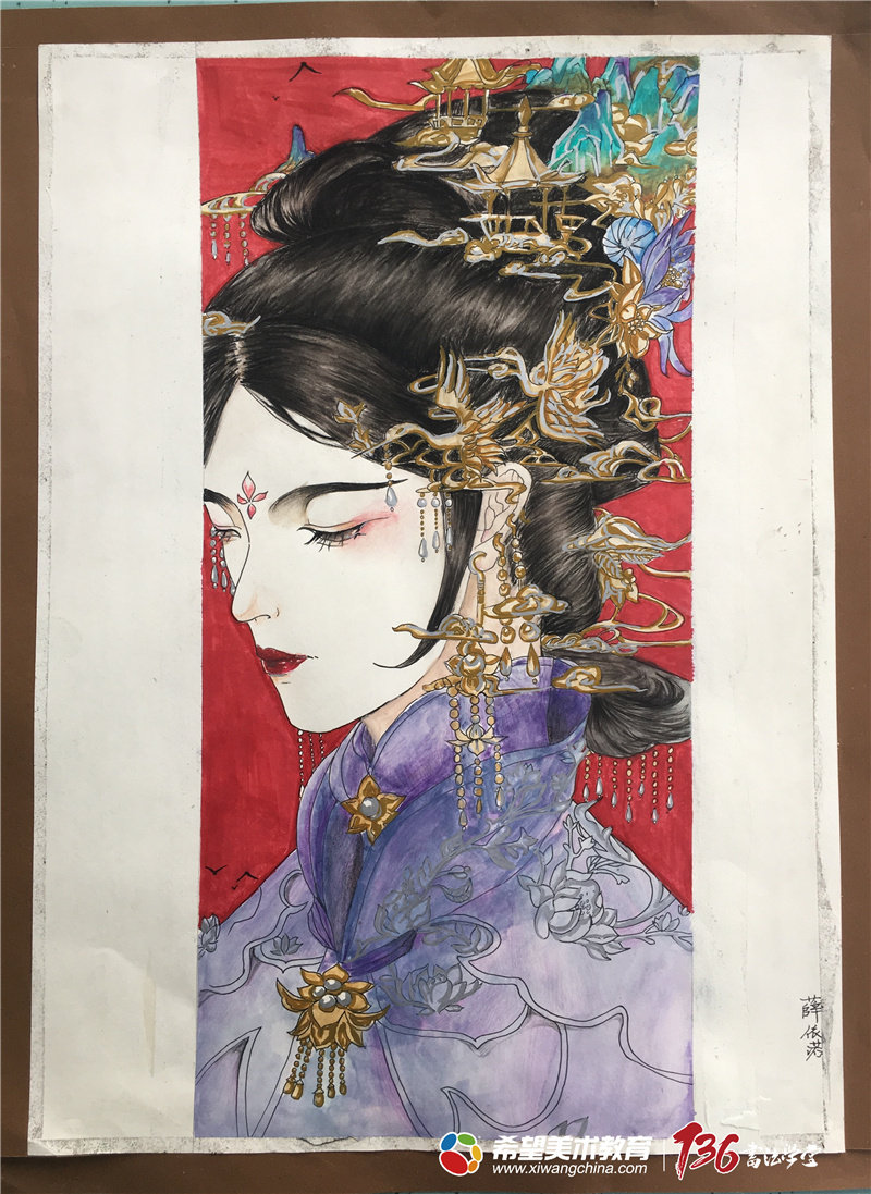 10一15岁画画作品《古》